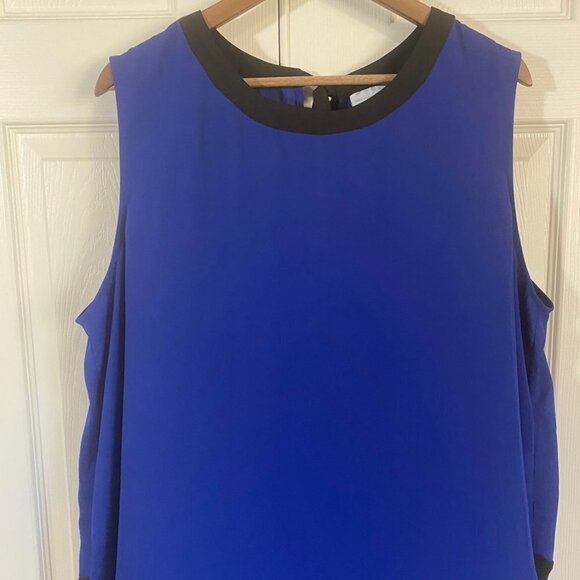 New York & Company - Black and Blue Tank Blouse with Tie back - Picture 2 of 6